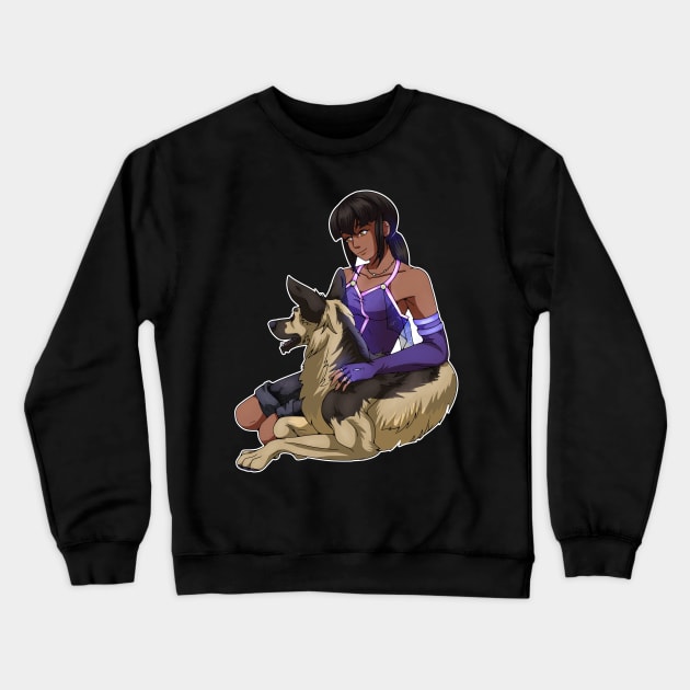 A Girl and her Dog Crewneck Sweatshirt by SakuraDragon